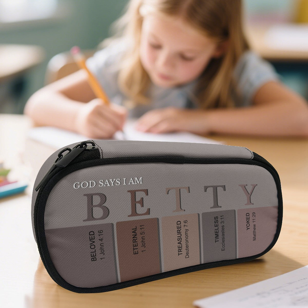 Personalized Pencil Canvas Case with Bible Verse | Christian Alphabet Scripture School Supplies by CHRISTIANARTBAG