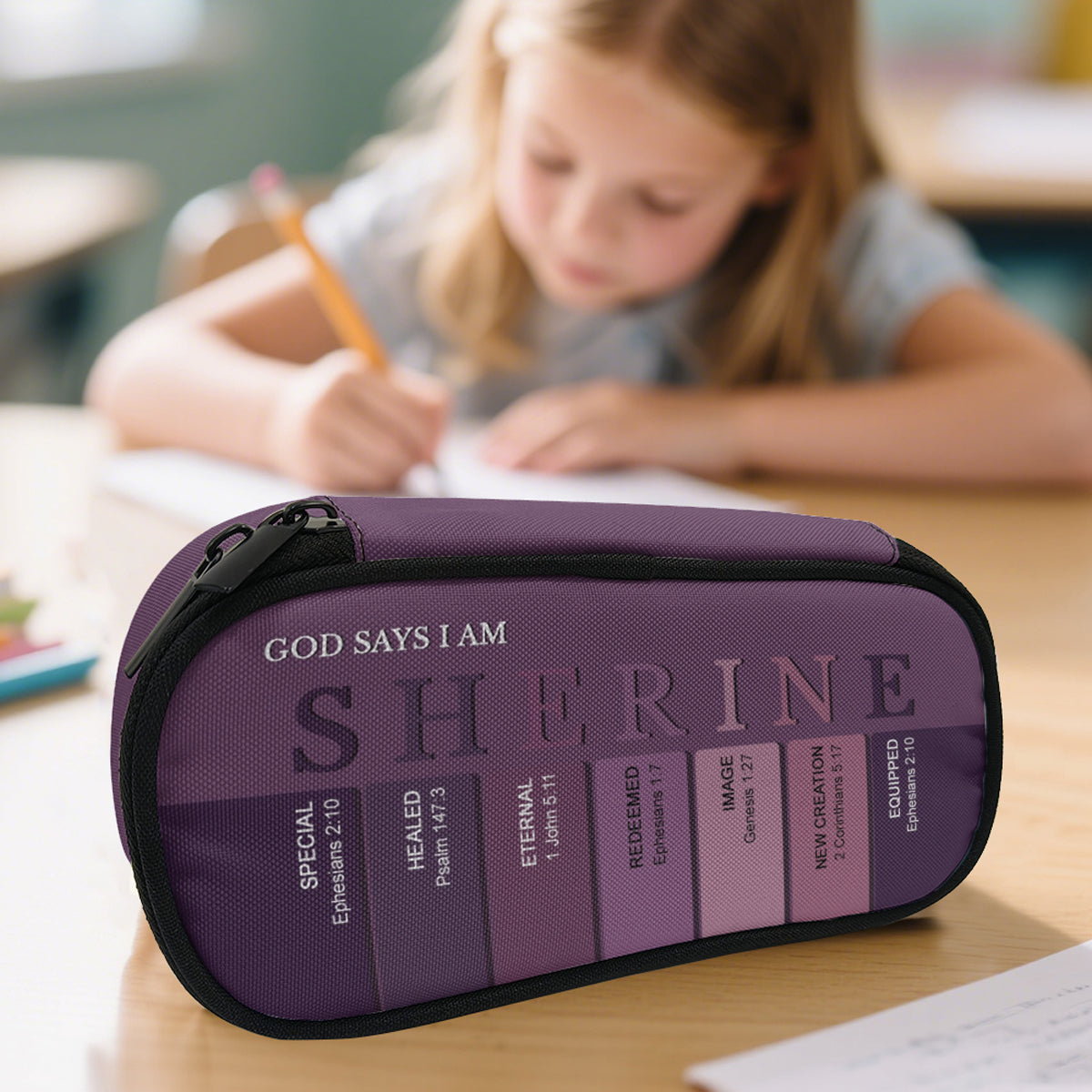 Personalized Pencil Canvas Case with Bible Verse | Christian Alphabet Scripture School Supplies by CHRISTIANARTBAG
