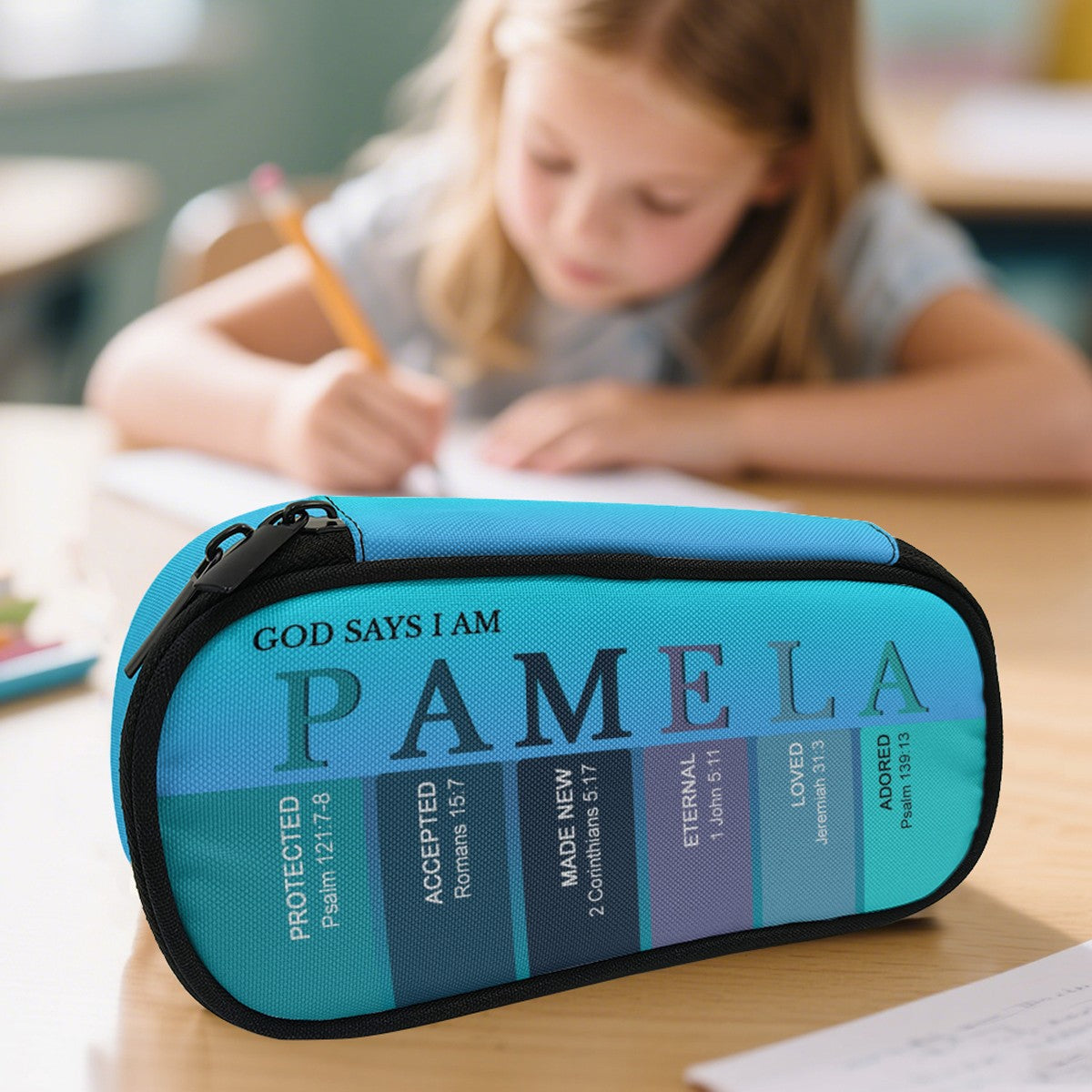 Personalized Pencil Canvas Case with Bible Verse | Christian Alphabet Scripture School Supplies by CHRISTIANARTBAG