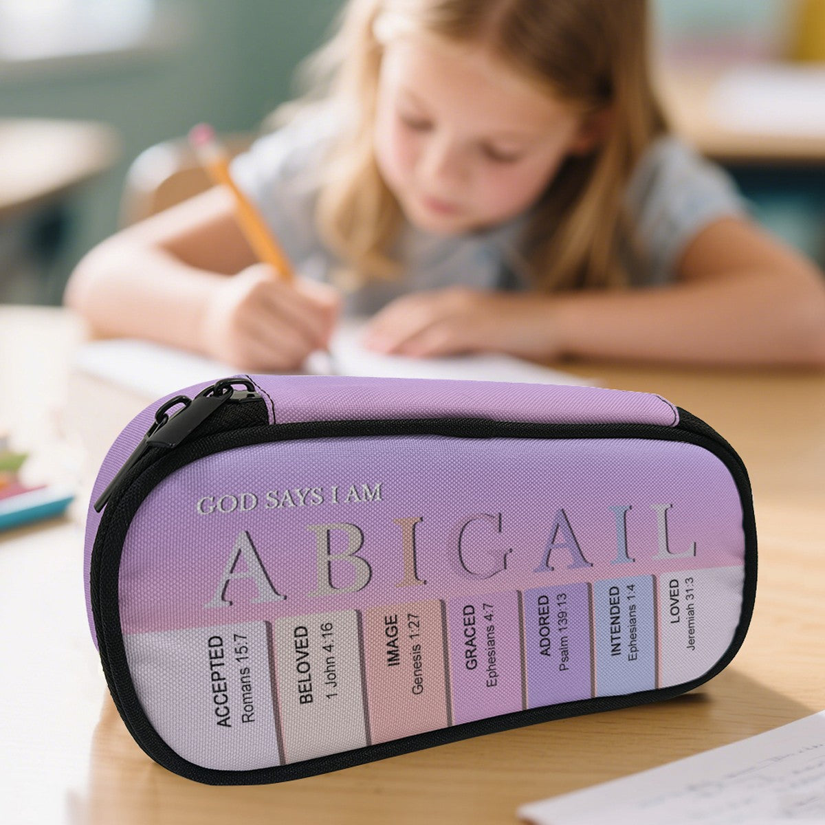 Personalized Pencil Canvas Case with Bible Verse | Christian Alphabet Scripture School Supplies by CHRISTIANARTBAG