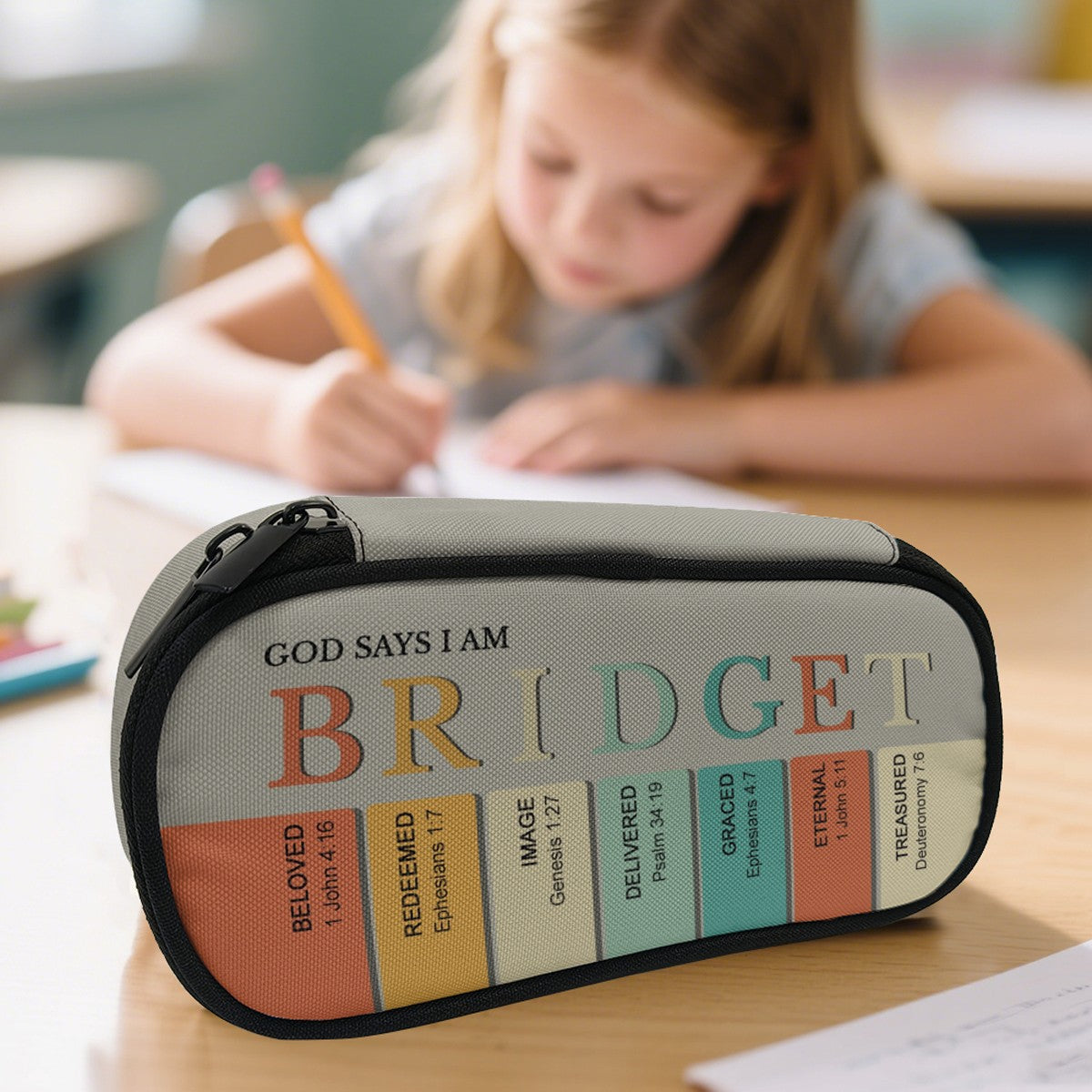 Personalized Pencil Canvas Case with Bible Verse | Christian Alphabet Scripture School Supplies by CHRISTIANARTBAG