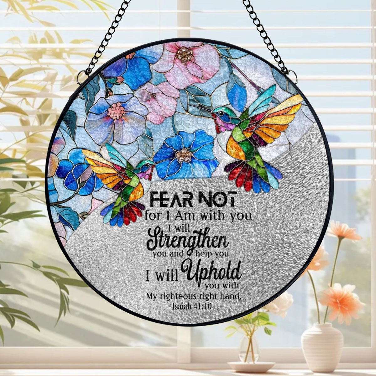 Personalized Christian Suncatcher – Acrylic & Wood Window Hanging Ornament with Bible Verse | CHRISTIANARTBAG