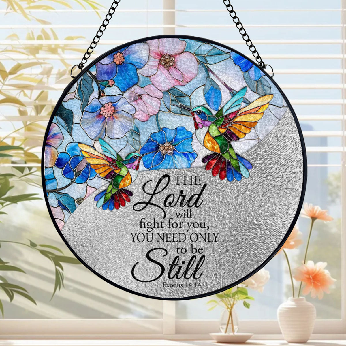 Personalized Christian Suncatcher – Acrylic & Wood Window Hanging Ornament with Bible Verse | CHRISTIANARTBAG