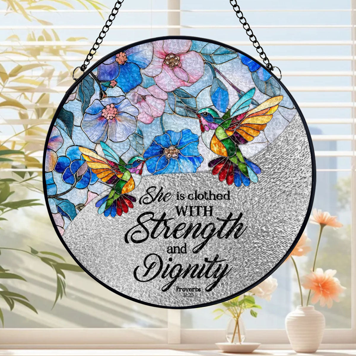 Personalized Christian Suncatcher – Acrylic & Wood Window Hanging Ornament with Bible Verse | CHRISTIANARTBAG