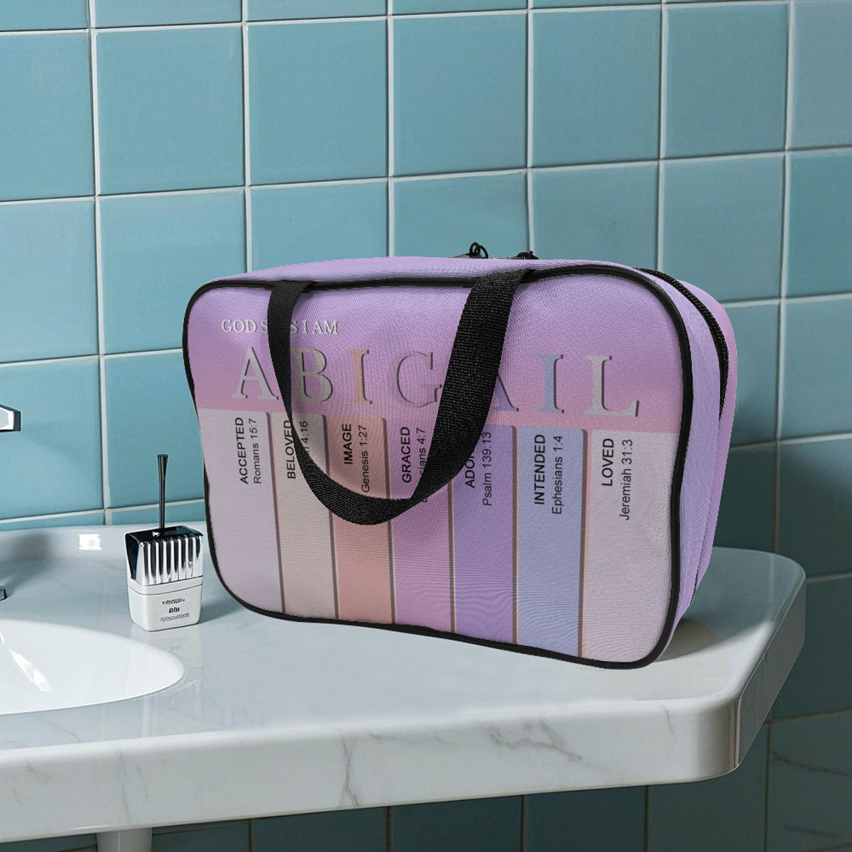 Custom Christian Toiletry Bag – Personalized Name with Bible Verse Meanings | CHRISTIANARTBAG