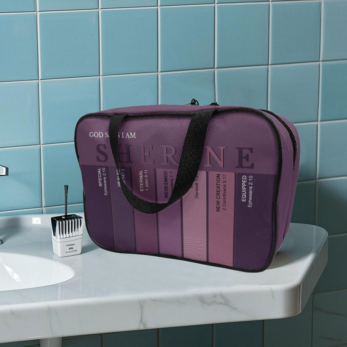 Custom Christian Toiletry Bag – Personalized Name with Bible Verse Meanings | CHRISTIANARTBAG
