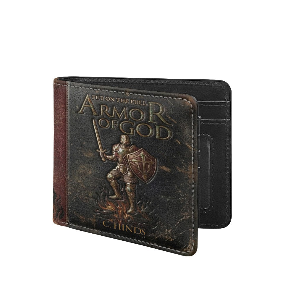 Custom Armor of God Leather Wallet with Name - Religious Gifts for Men | CHRISTIANARTBAG CAB01052926