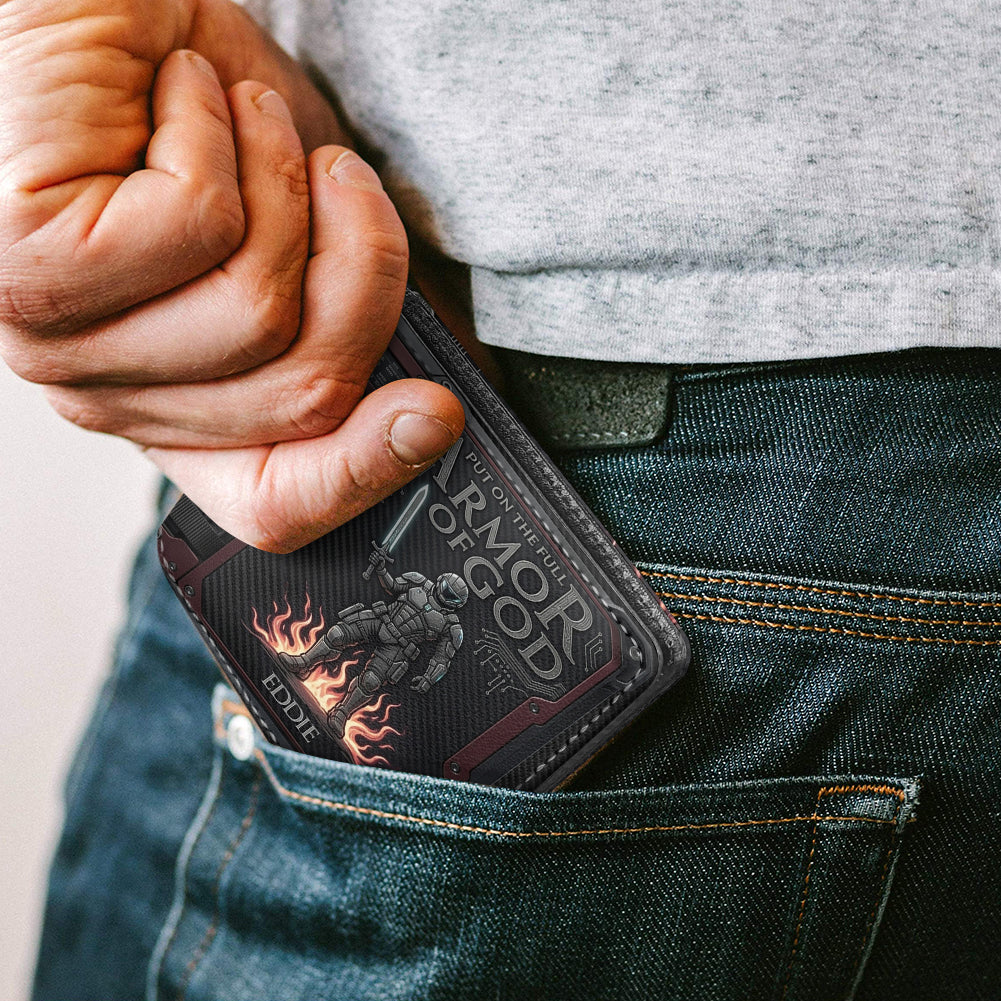 Custom Armor of God Leather Wallet with Name - Religious Gifts for Men | CHRISTIANARTBAG CAB01052926