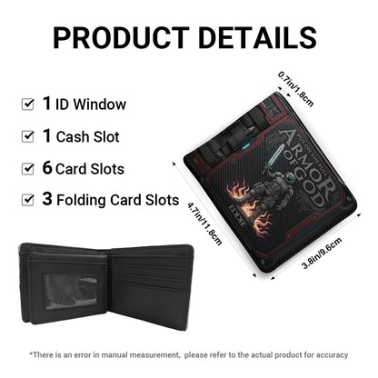 Custom Armor of God Leather Wallet with Name - Religious Gifts for Men | CHRISTIANARTBAG CAB01052926