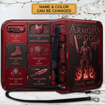 Personalized Bible Cover Armor of God | Custom Name Leather Bible Case with Handle | Christian Gift for Men Women | CHRISTIANARTBAG CAB01060926