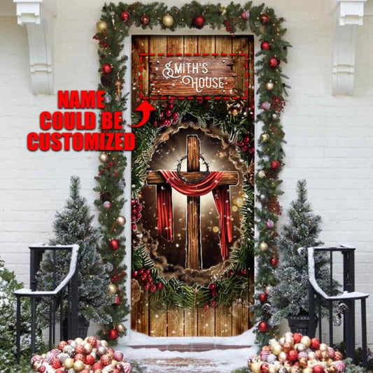 Christianartbag Door Cover, Personalized Christian Cross Door Cover, Religious Door Decorations, Christian Home Decor - Christian Art Bag