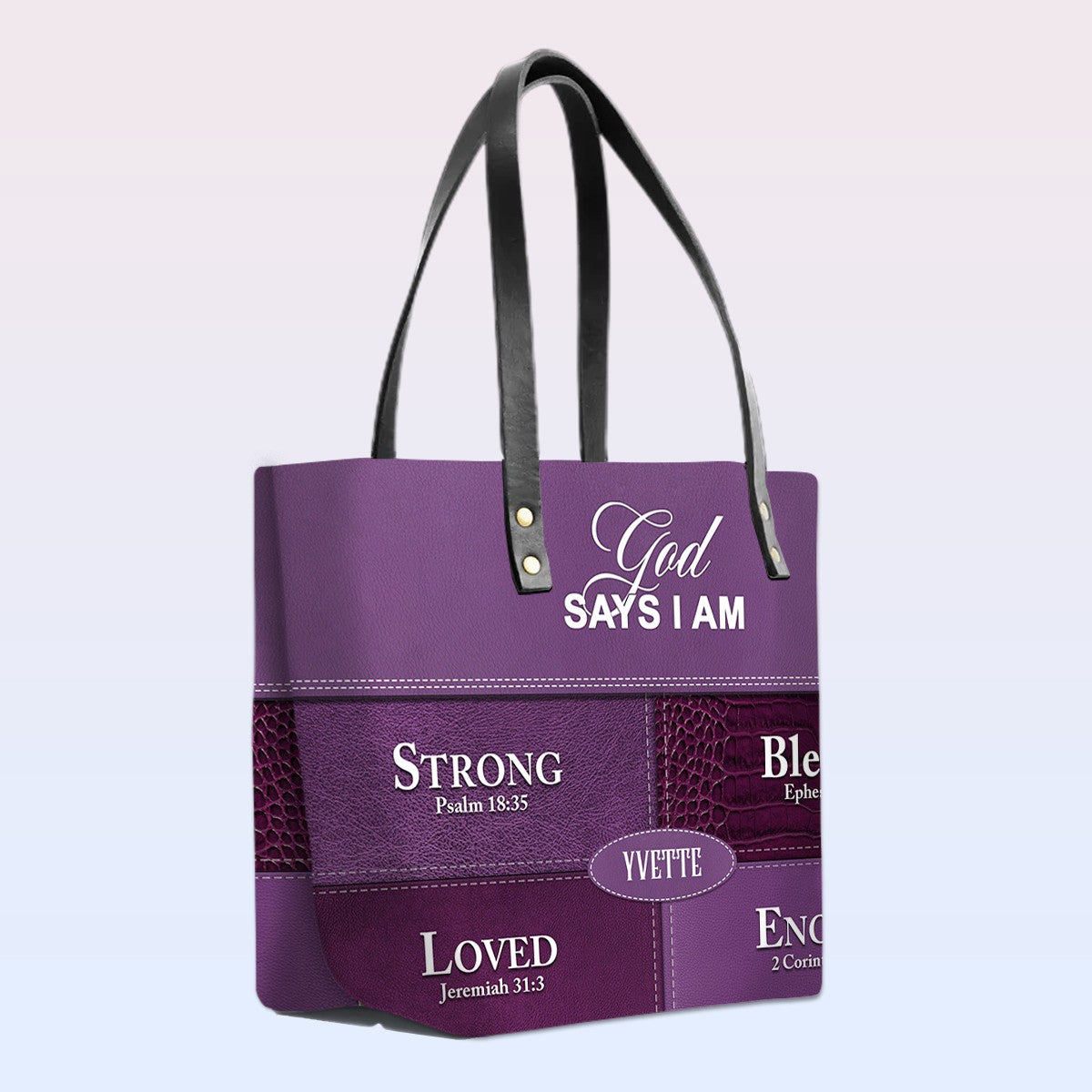 Personalized “God Says I Am” Luxury Leather TOTE Bag for Christian Women – Custom Name & Color | CHRISTIANARTBAG