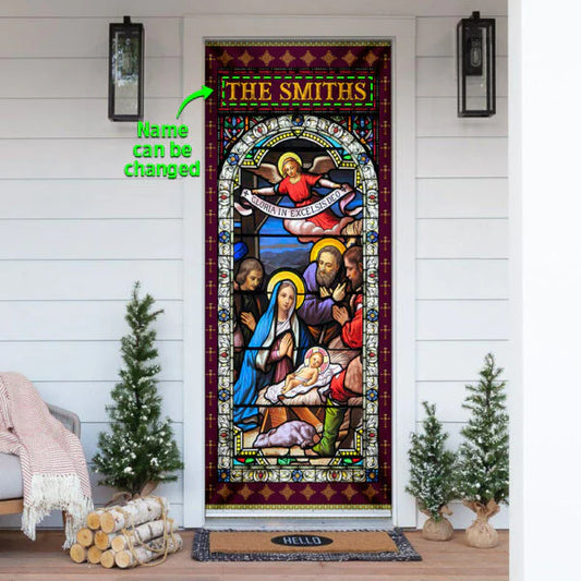 Christianartbag Door Cover, Personalized Jesus Christ Family Door Cover, Religious Door Decorations, Christian Home Decor - Christian Art Bag