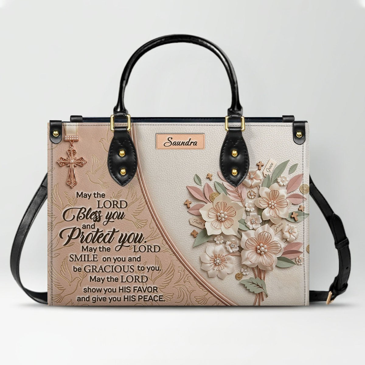 CHRISTIANARTBAG Personalized Leather Handbag and Wallet Set | Beige Custom Name Cross Purse & Long Wristlet Clutch CAB01061626