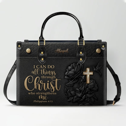 Custom Name Christian Leather Handbag & Wallet Set - Personalized Bible Verse Tote Bag | CHRISTIANARTBAG 01072726