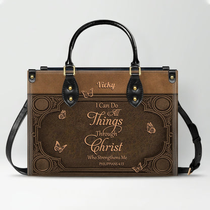 "I Can Do All Things" Inspirational Leather Bag & Wallet Set - Personalized Religious Gift - CHRISTIANARTBAG CAB0142326