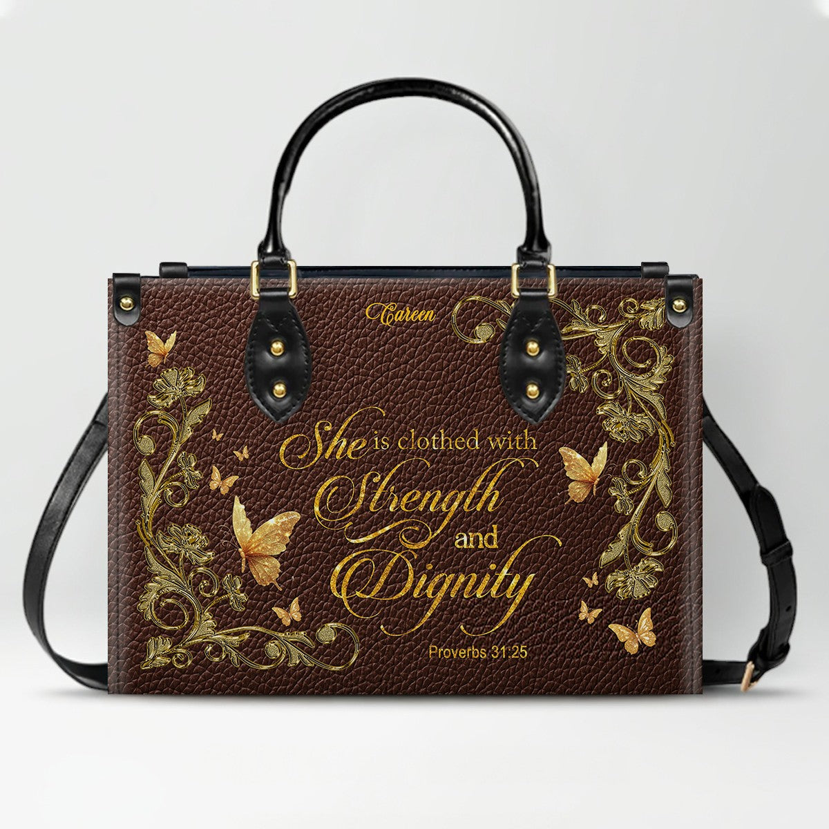 CHRISTIANARTBAG Personalized Leather Handbag with Bible Verse – Custom Name & Color Christian Gift for Women - CAB020226