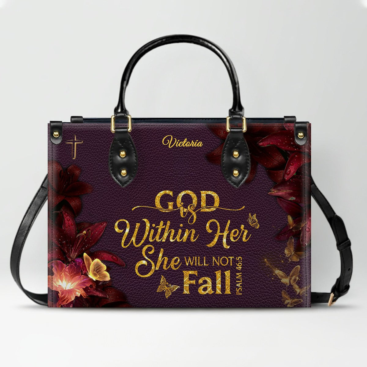 Set Personalized Leather Handbag With Long Wallet – Custom Name & Bible Verse | Burgundy Christian Gift for Women – CHRISTIANARTBAG
