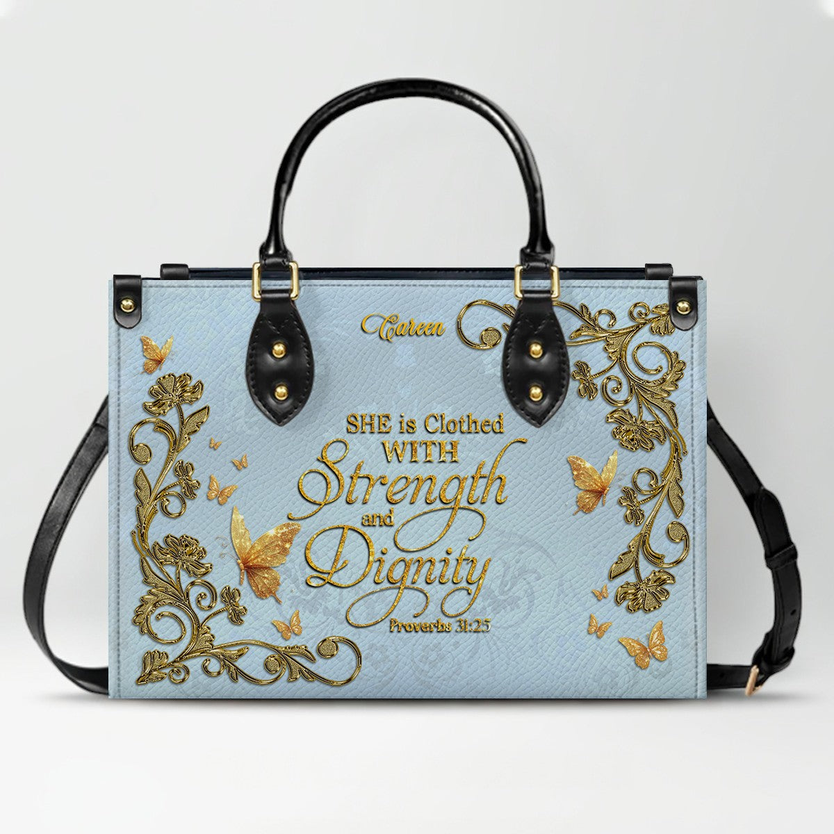 CHRISTIANARTBAG Personalized Leather Handbag with Bible Verse – Custom Name & Color Christian Gift for Women - CAB020226