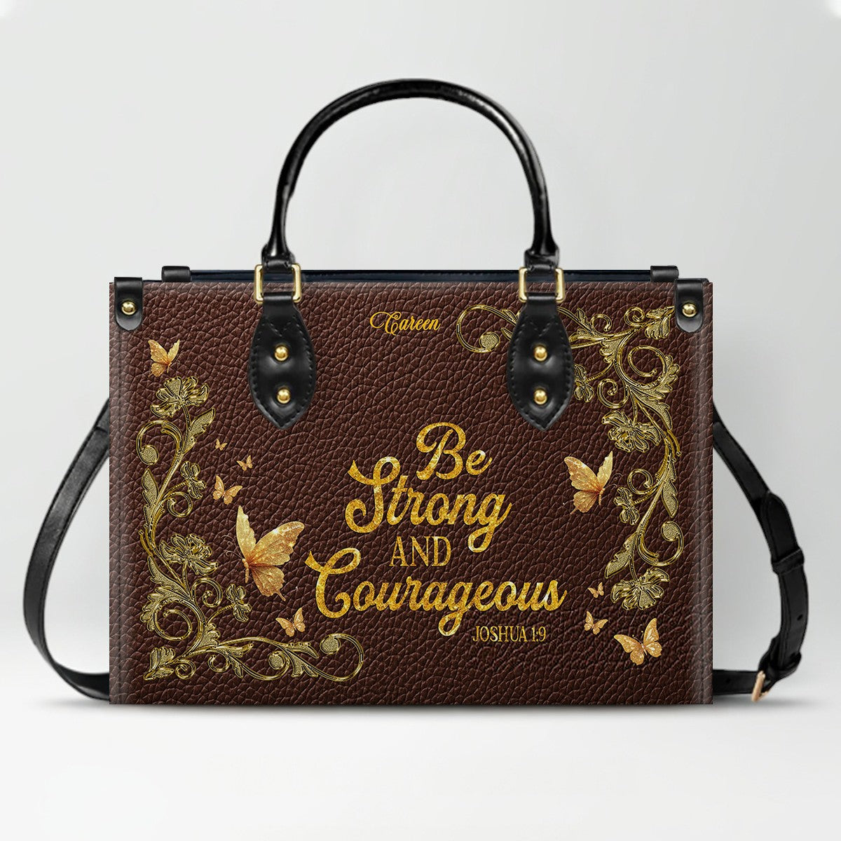 CHRISTIANARTBAG Handbags - She Who Kneels Before GOD - Custom Bible Verses Name & Color - Personalized Leather Handbag - CABLTB01120825