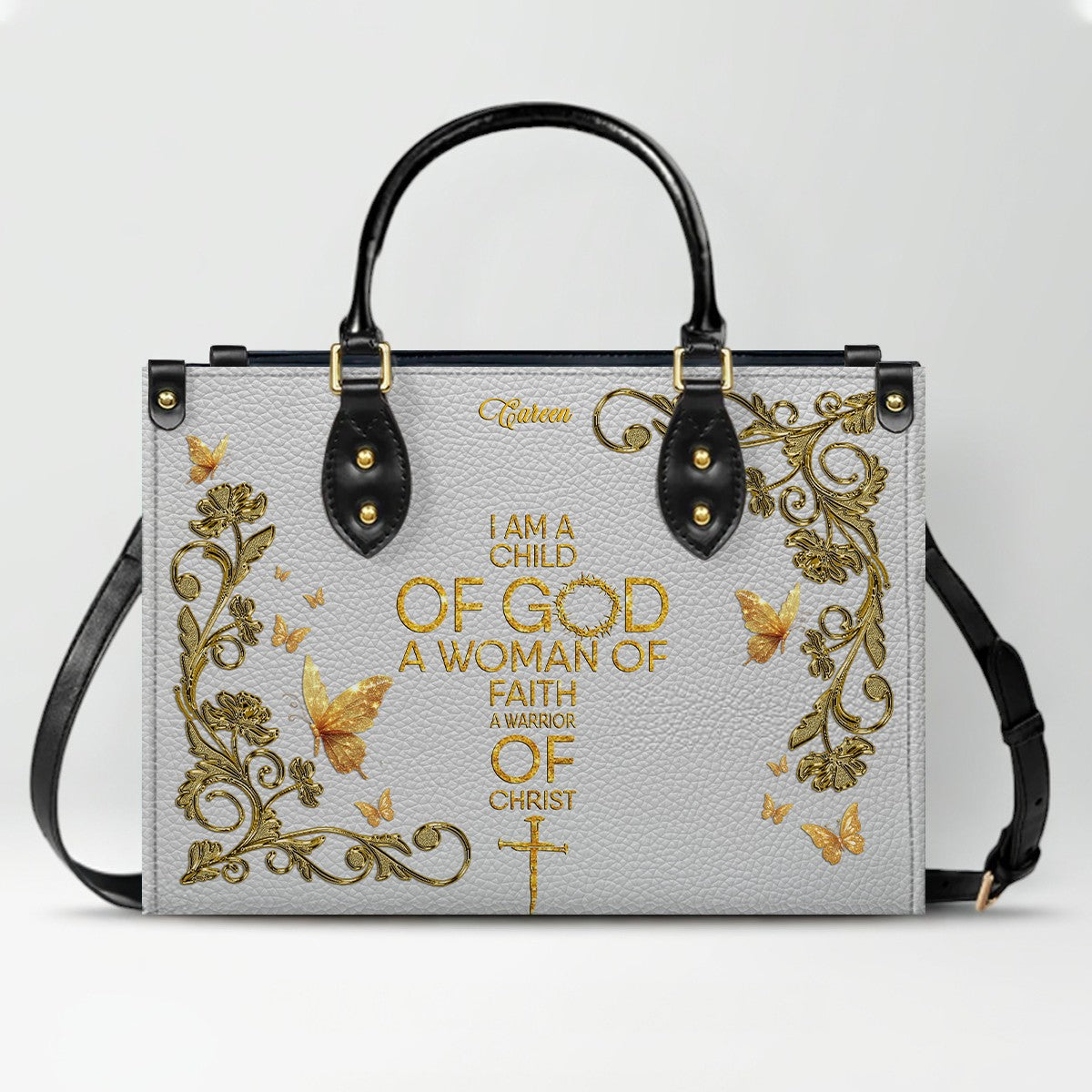Personalized Leather Handbag for Christian Women – Daughter of the King Faith Purse, Custom Name & Bible Verse | CHRISTIANARTBAG