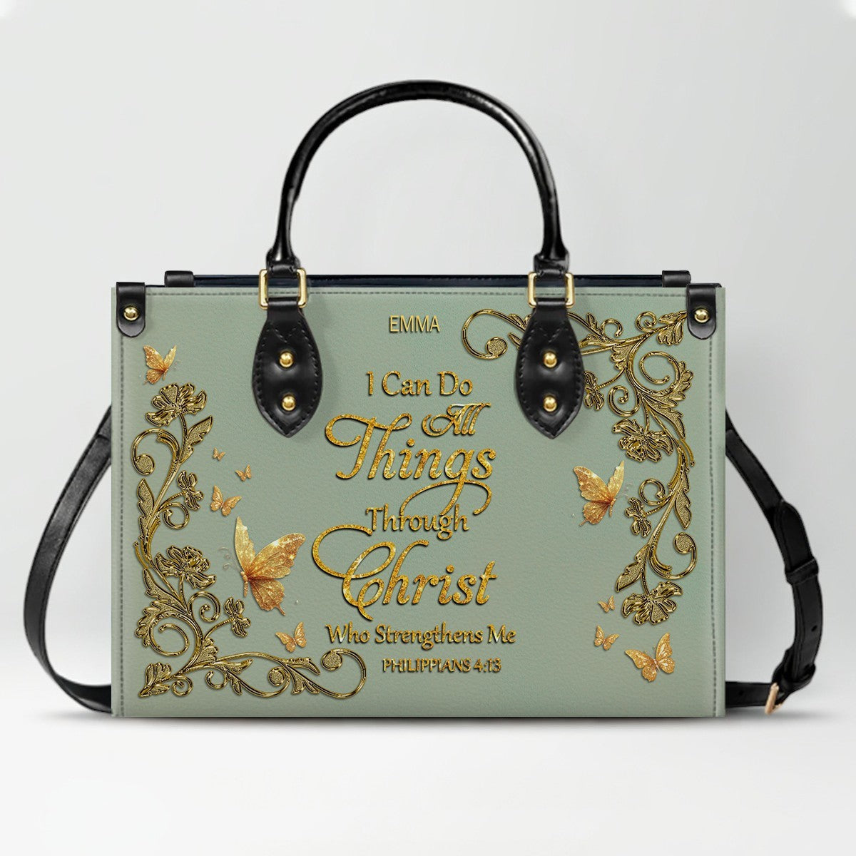 "I Can Do All Things" Inspirational Leather Bag & Wallet Set | CHRISTIANARTBAG™ CAB01042326