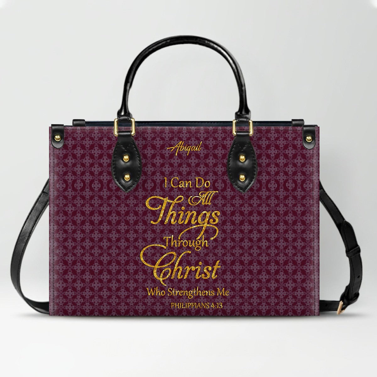 "I Can Do All Things" Inspirational Leather Bag & Wallet Set | CHRISTIANARTBAG™ CAB01042326