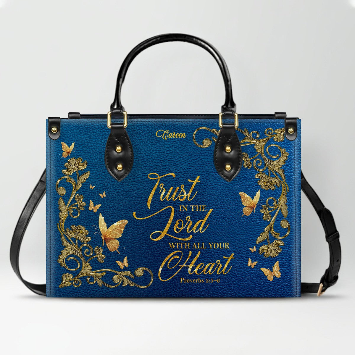 CHRISTIANARTBAG Handbags - She Who Kneels Before GOD - Custom Bible Verses Name & Color - Personalized Leather Handbag - CABLTB01120825