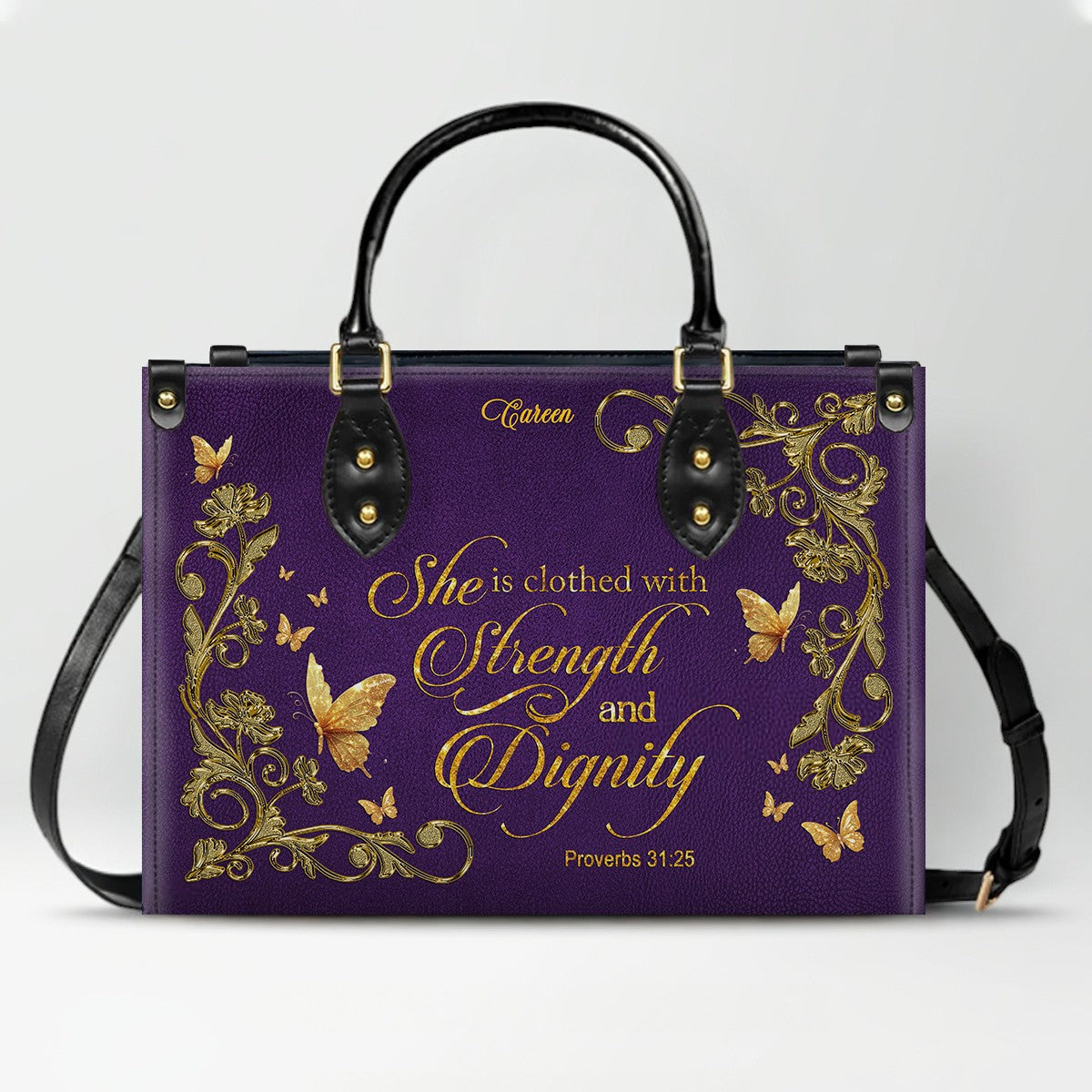 CHRISTIANARTBAG Personalized Leather Handbag with Bible Verse – Custom Name & Color Christian Gift for Women - CAB020226