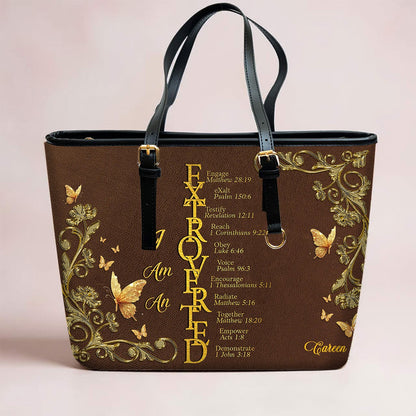 Personalized Leather Handbag by CHRISTIANARTBAG - EXTROVERTED | INTROVERT Biblical Acrostic Design - Custom Christian Gift for Women
