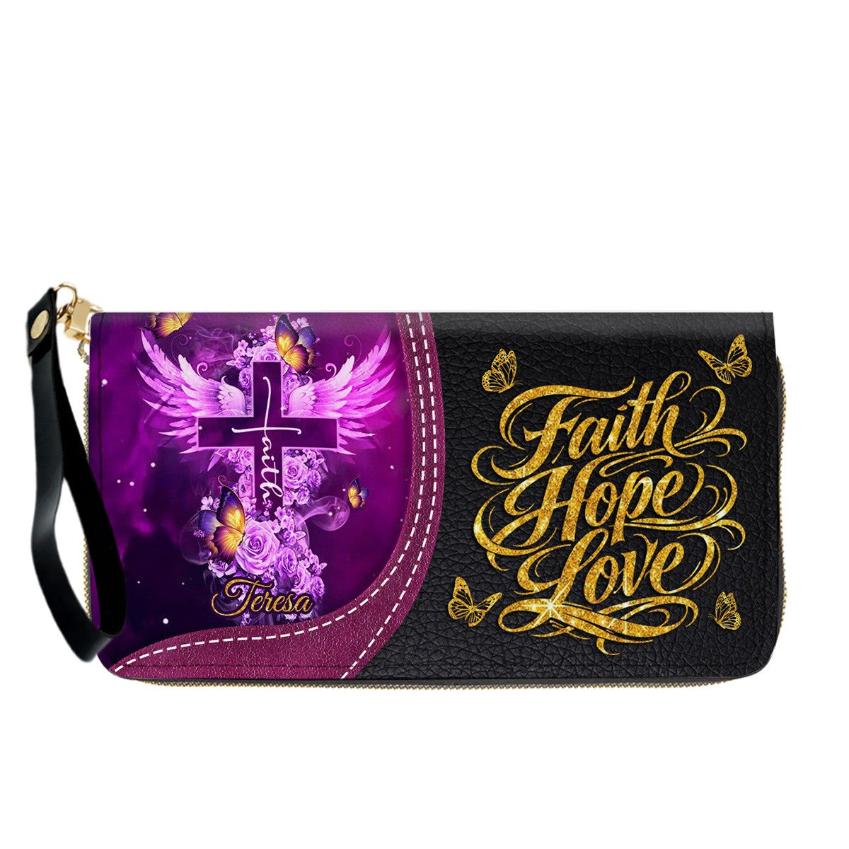 Personalized Christian Leather Handbag by CHRISTIANARTBAG - Custom Bible Verse Cross & Wings Design - Faith-Based Gift for Women CAB0141726