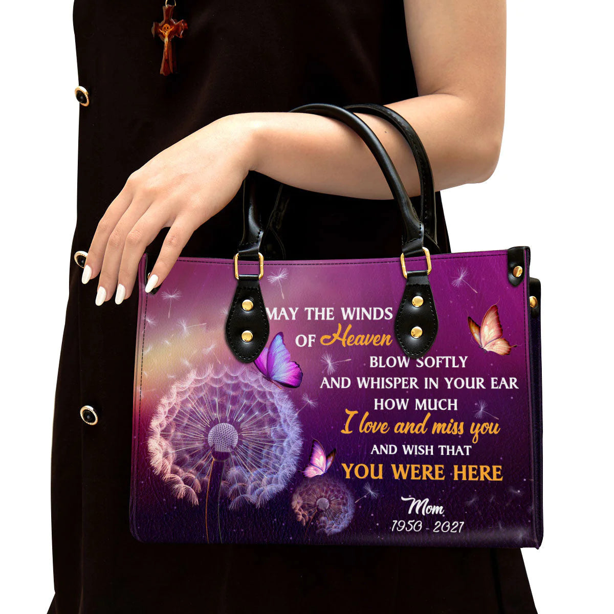 Christianartbag Handbags, I Love And Miss You Memorial Leather Bags, Personalized Bags, Gifts for Women, Christmas Gift,