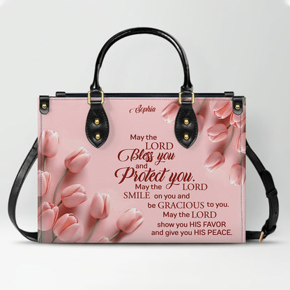 Personalized Christian Leather Handbag for Women – Custom Name Bible Verse Purse – Floral Tote Bag – Religious Gift by CHRISTIANARTBAG CAB01022526