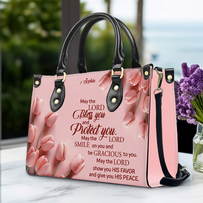 Personalized Christian Leather Handbag for Women – Custom Name Bible Verse Purse – Floral Tote Bag – Religious Gift by CHRISTIANARTBAG CAB01022526