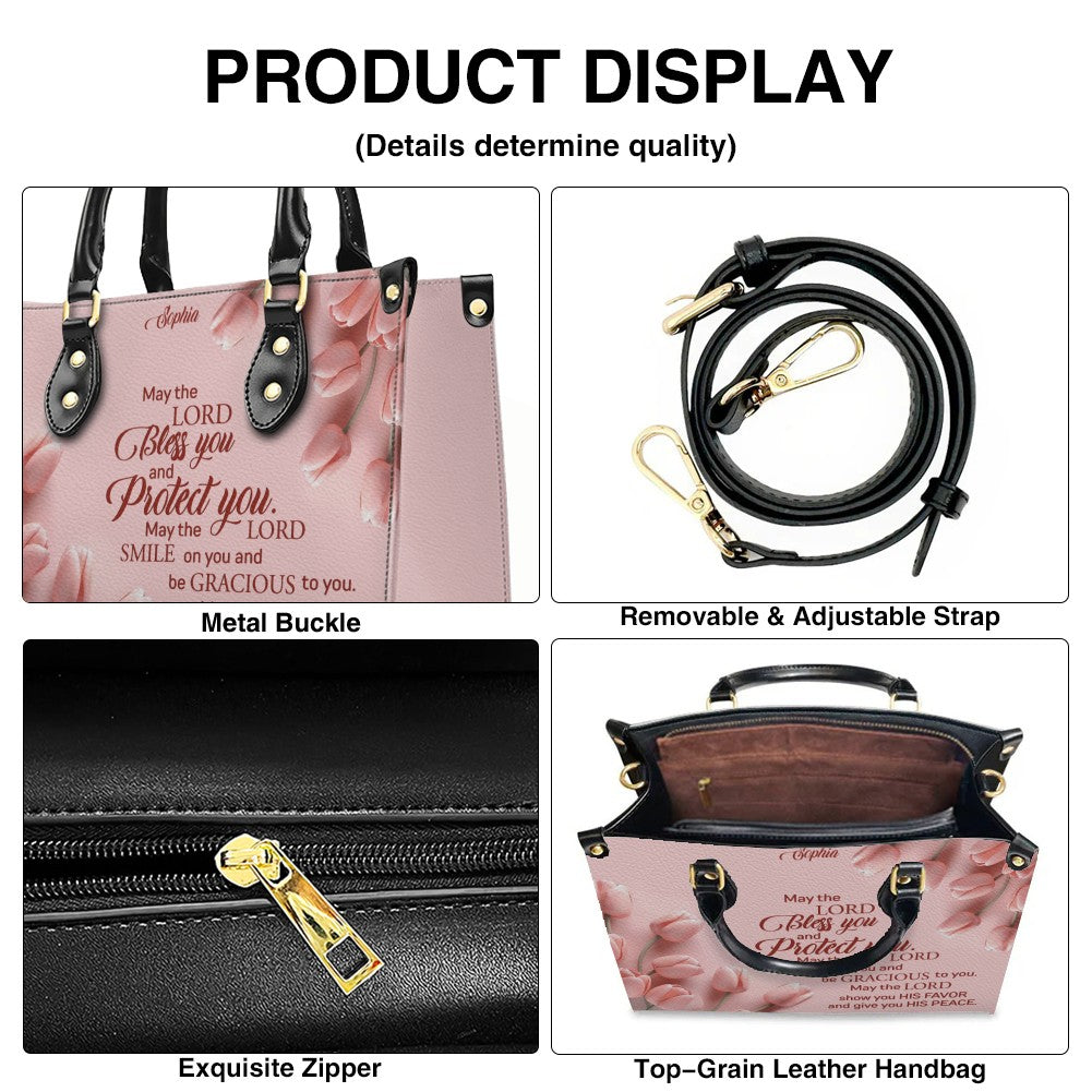 Personalized Christian Leather Handbag for Women – Custom Name Bible Verse Purse – Floral Tote Bag – Religious Gift by CHRISTIANARTBAG CAB01022526