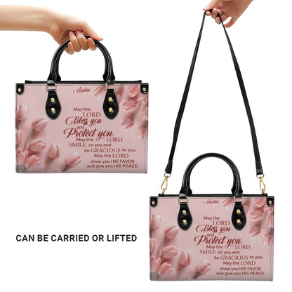 Personalized Christian Leather Handbag for Women – Custom Name Bible Verse Purse – Floral Tote Bag – Religious Gift by CHRISTIANARTBAG CAB01022526