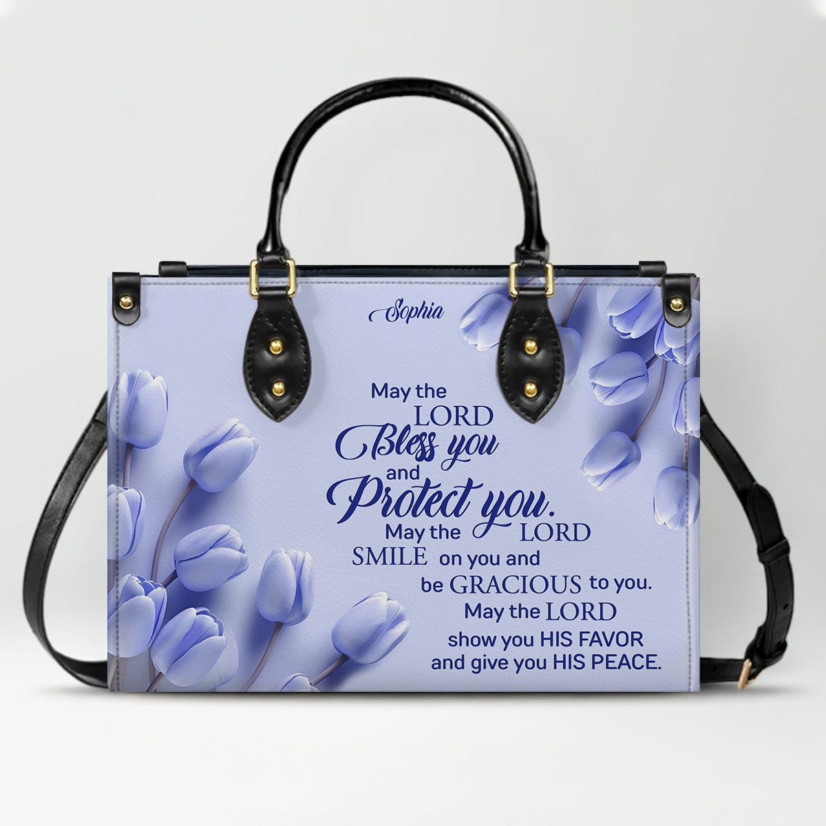 Personalized Christian Leather Handbag for Women – Custom Name Bible Verse Purse – Floral Tote Bag – Religious Gift by CHRISTIANARTBAG CAB01022526