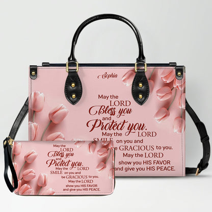 Personalized Christian Leather Handbag for Women – Custom Name Bible Verse Purse – Floral Tote Bag – Religious Gift by CHRISTIANARTBAG CAB01022526