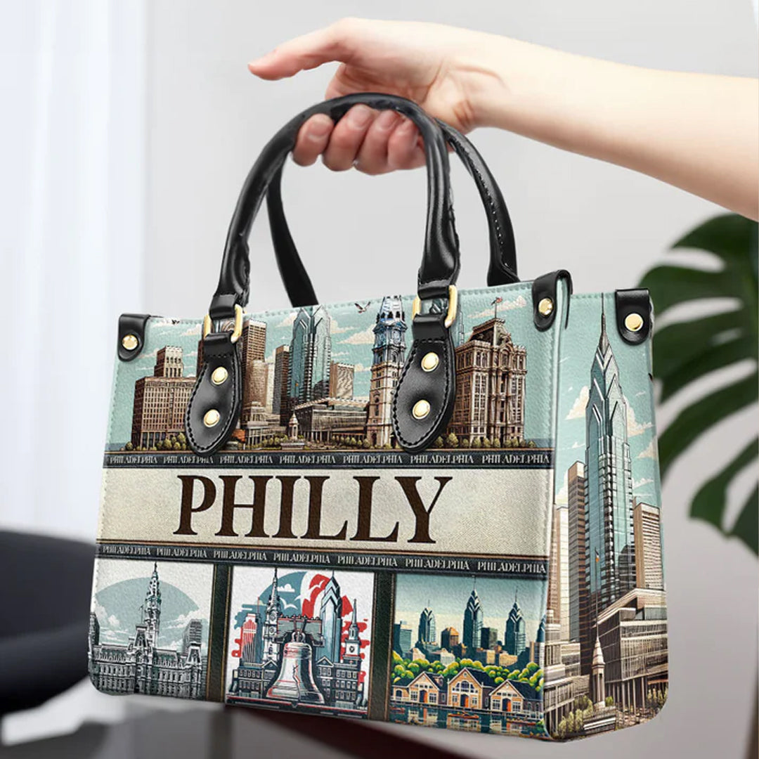 Philadelphia 'Philly' Skyline Leather Handbag by CHRISTIANARTBAG – Metropolitan Elegance - CABLTHB10010424.