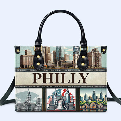 Philadelphia 'Philly' Skyline Leather Handbag by CHRISTIANARTBAG – Metropolitan Elegance - CABLTHB10010424.