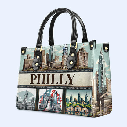 Philadelphia 'Philly' Skyline Leather Handbag by CHRISTIANARTBAG – Metropolitan Elegance - CABLTHB10010424.