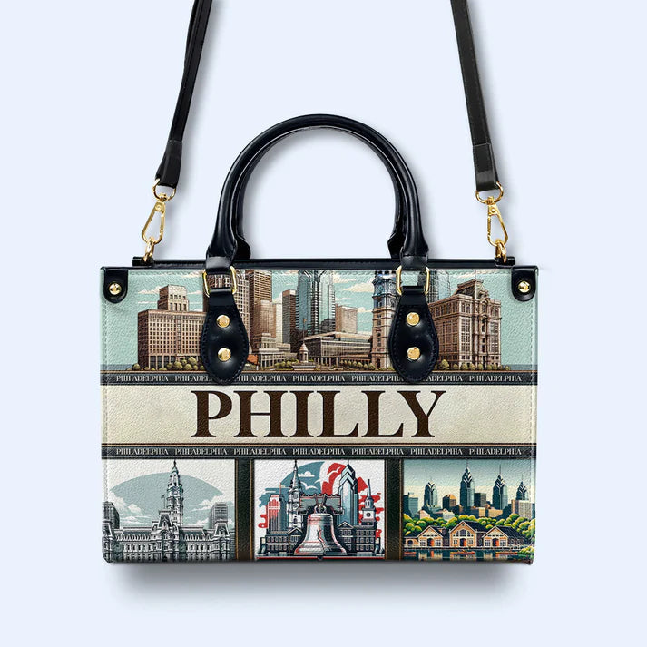 Philadelphia 'Philly' Skyline Leather Handbag by CHRISTIANARTBAG – Metropolitan Elegance - CABLTHB10010424.