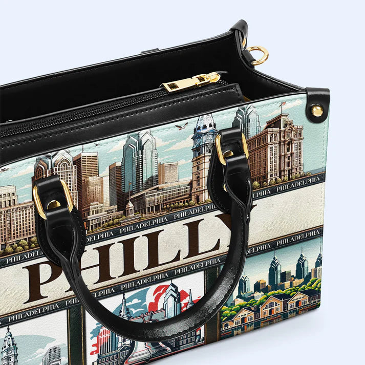 Philadelphia 'Philly' Skyline Leather Handbag by CHRISTIANARTBAG – Metropolitan Elegance - CABLTHB10010424.