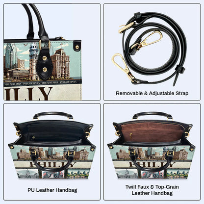 Philadelphia 'Philly' Skyline Leather Handbag by CHRISTIANARTBAG – Metropolitan Elegance - CABLTHB10010424.