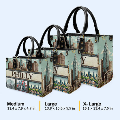 Philadelphia 'Philly' Skyline Leather Handbag by CHRISTIANARTBAG – Metropolitan Elegance - CABLTHB10010424.