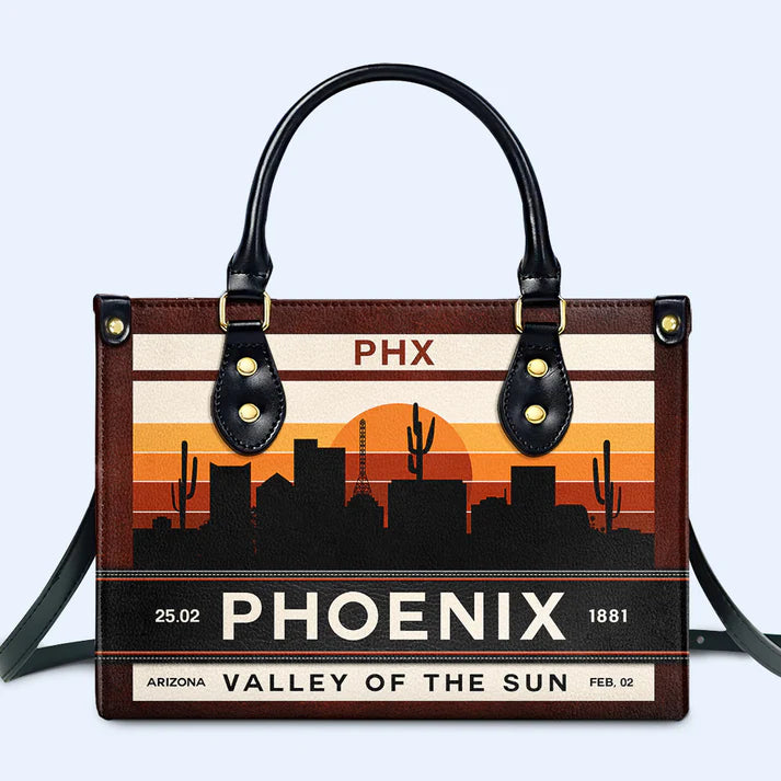 Phoenix 'Valley of the Sun' Leather Handbag by CHRISTIANARTBAG – Desert Elegance - CABLTHB08010424.