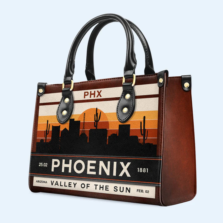 Phoenix 'Valley of the Sun' Leather Handbag by CHRISTIANARTBAG – Desert Elegance - CABLTHB08010424.