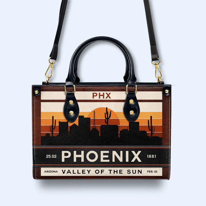 Phoenix 'Valley of the Sun' Leather Handbag by CHRISTIANARTBAG – Desert Elegance - CABLTHB08010424.