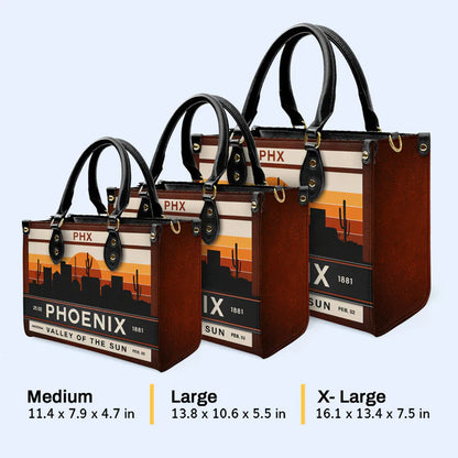 Phoenix 'Valley of the Sun' Leather Handbag by CHRISTIANARTBAG – Desert Elegance - CABLTHB08010424.