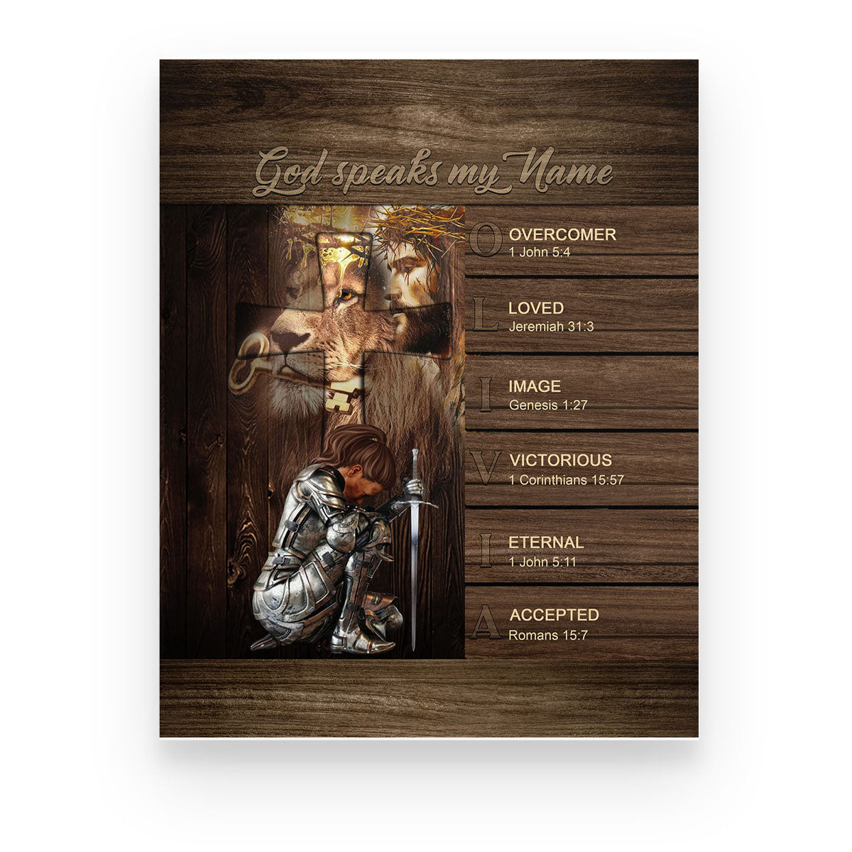 Personalized Christian Wall Art – ‘God Speaks My Name’ Poster with Bible Verses | Custom Name & Skin Tone | Each Letter Represents a Word from God